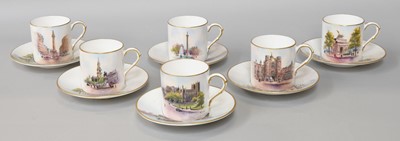 Lot 163 - Royal Worcester London Scenes Coffee Cans and...