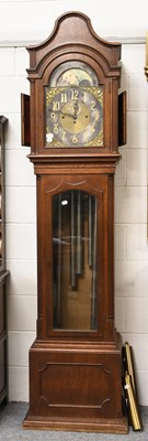 Lot 1319 - An Oak Chiming Tubular Bell Longcase Clock, 13"...