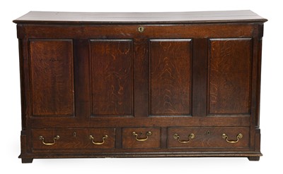 Lot 802 - A George III Joined Oak Mule Chest, probably...