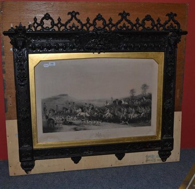 Lot 998 - The Meet at Melton', a black and white print, in an elaborate carved frame decorated with...