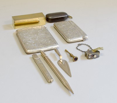 Lot 100 - A Collection of Assorted Silver and Other Desk...