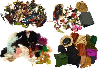 Lot 2163 - Assorted Millinery Feathers, Floral Appliqués...