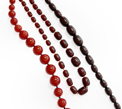 Lot 307 - Three Bakelite Bead Necklaces, of varying form