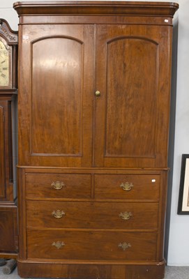 Lot 1281 - An Early Mahogany Press Cupboard, fitted with...