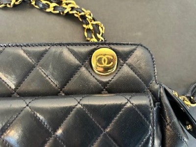 Lot 2199 - Circa 1980s Chanel Navy Quilted Shoulder Bag...