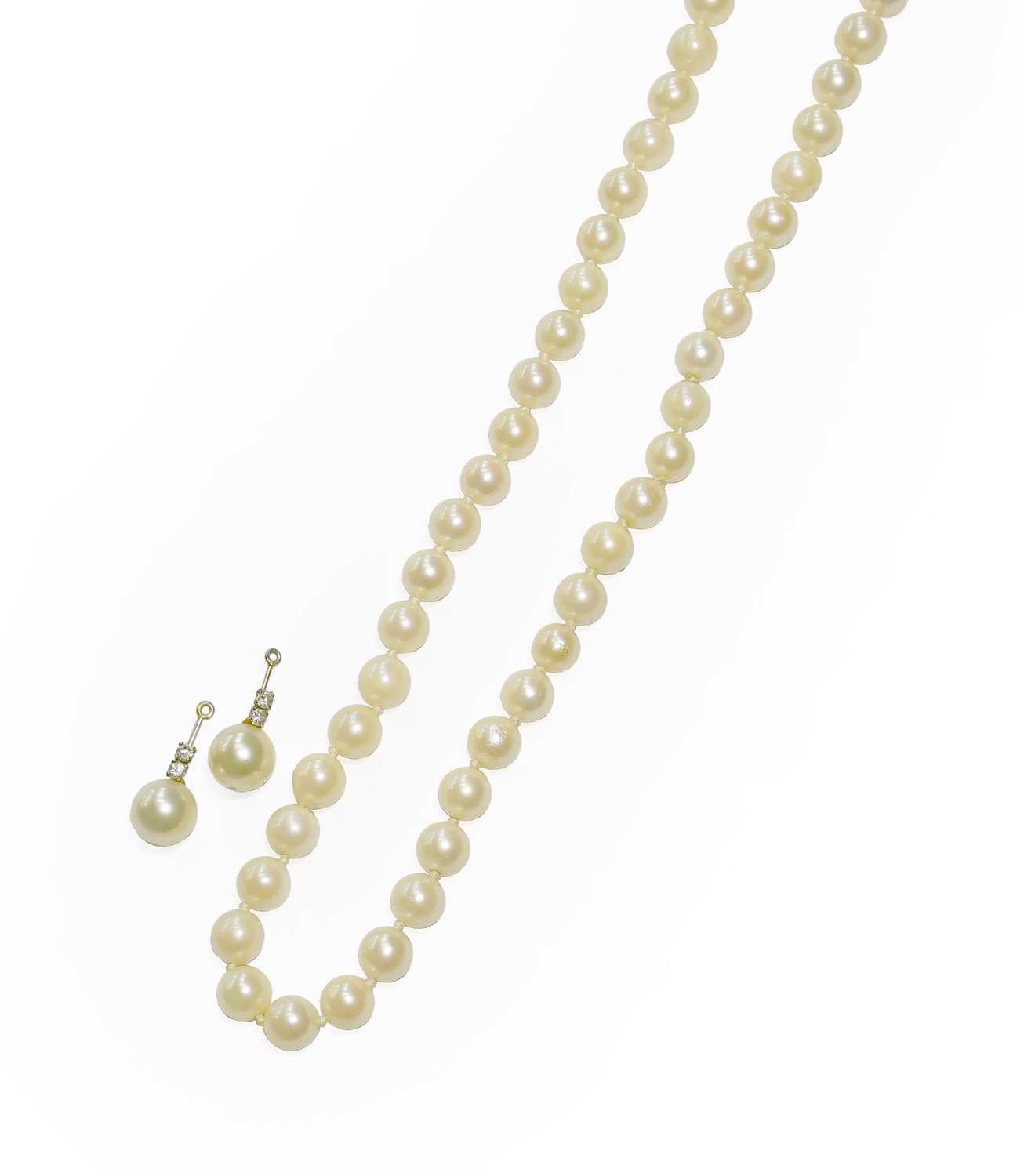 Lot 40 - A Pair of Cultured Pearl and Diamond Drops,...