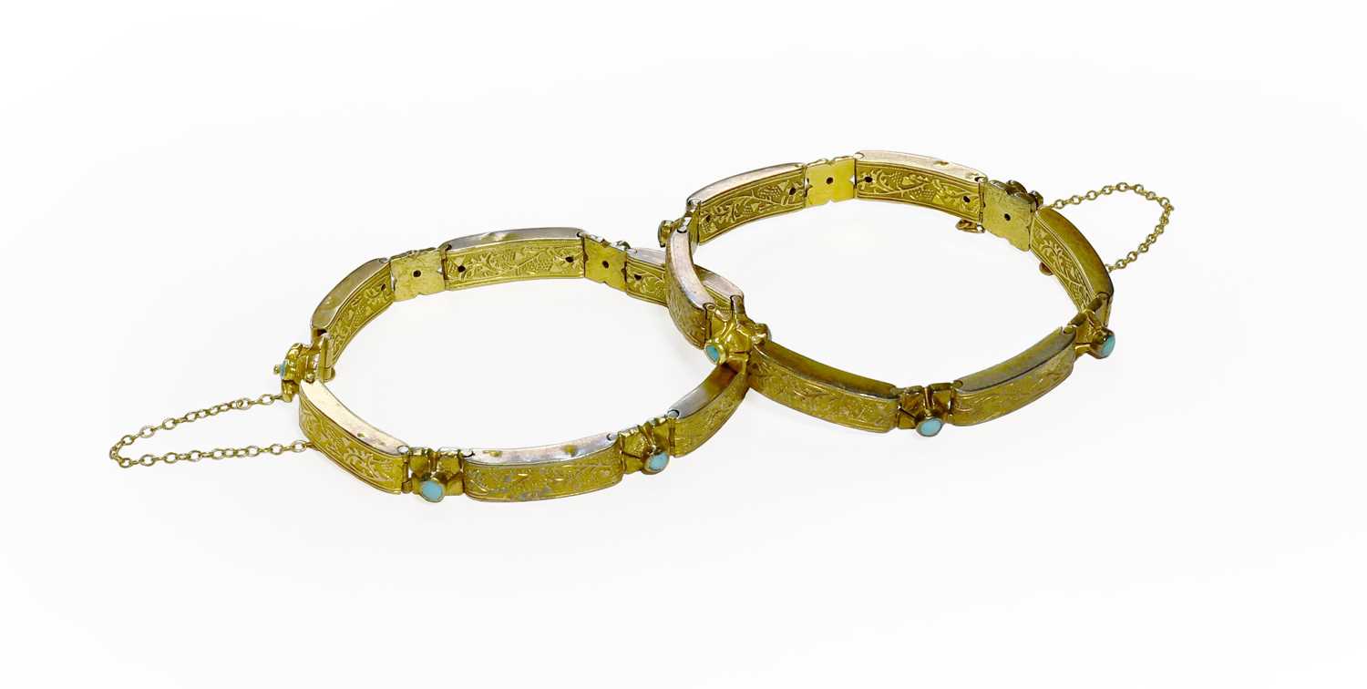Lot 39 - Two Turquoise Bracelets, both formed of...