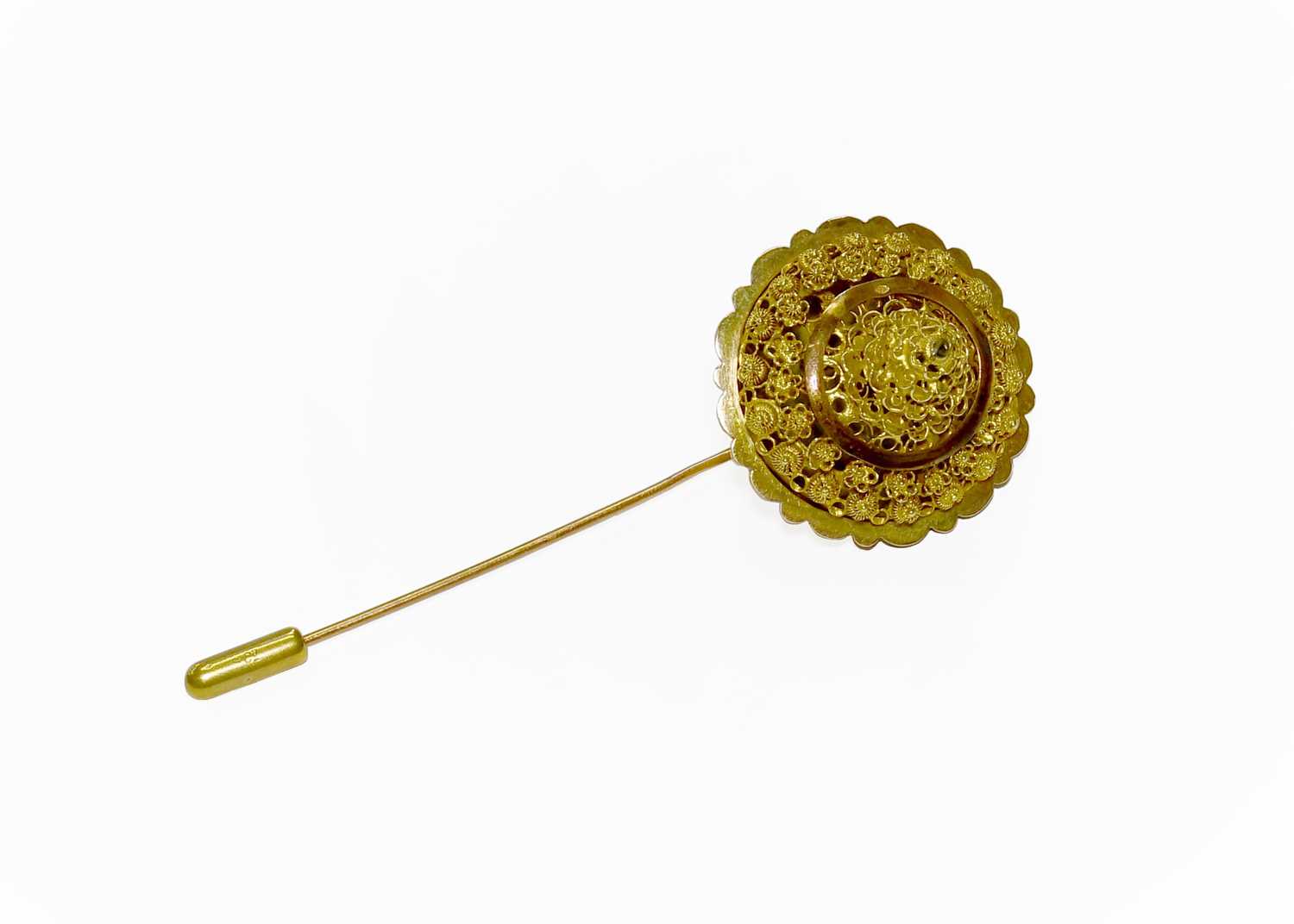 Lot 13 - A Stick Pin, of domed yellow cannetille form,...