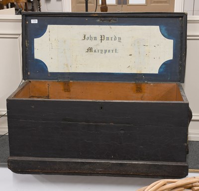 Lot 1299 - A 19th Century Canvas Bound Ships Chest,...