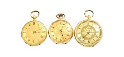 Lot 305 - Two Lady's Fob Watches, cases stamped 18k and...