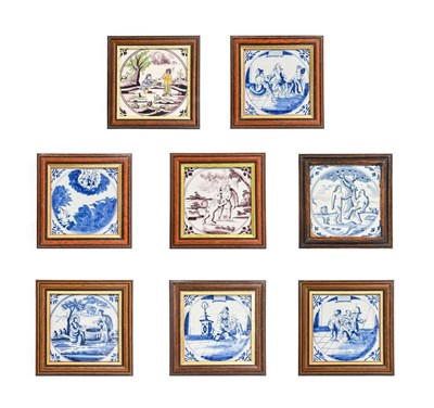 Lot 33 - Eight Delft Tiles, 18th century, decorated...