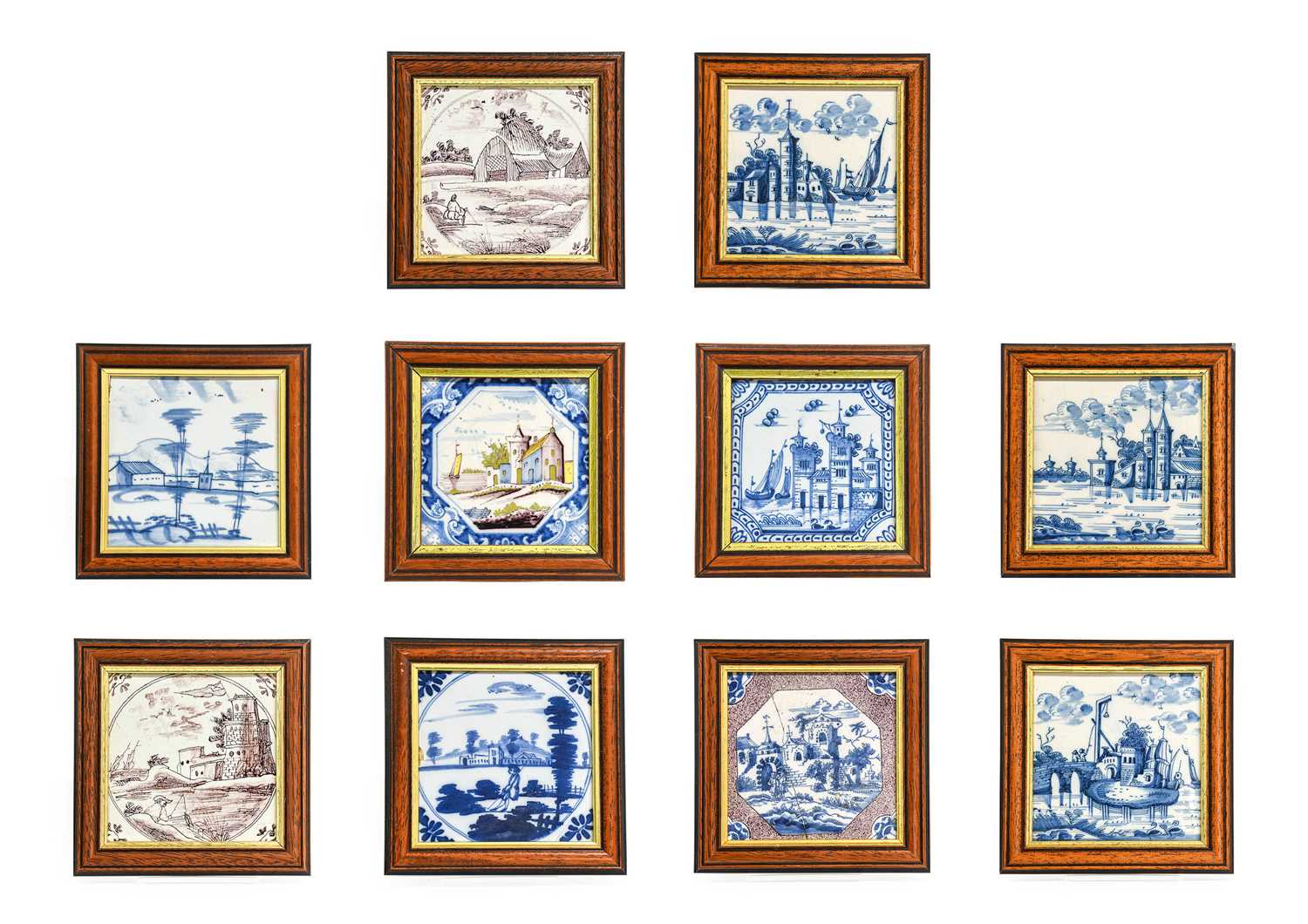 Lot 34 - Ten Delft Tiles, 18th century, decorated with...