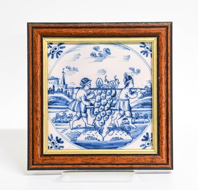 Lot 46 - Eighteen Delft Tiles, 18th century, painted in...