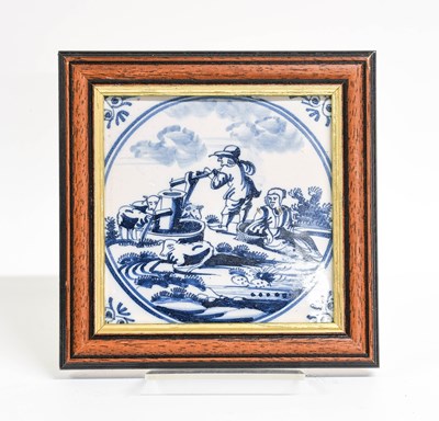 Lot 46 - Eighteen Delft Tiles, 18th century, painted in...