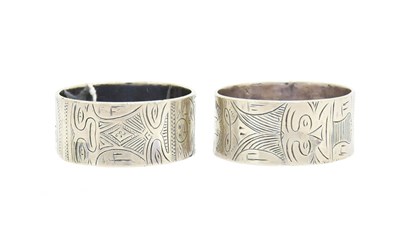 Lot 85 - Two George VI Silver Napkin-Rings, by Charles...