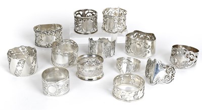 Lot 71 - Thirteen Various Silver Napkin-Rings,...