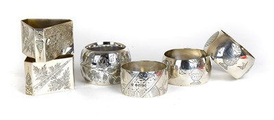 Lot 3 - Six Assorted Silver Napkin-Rings, comprising...