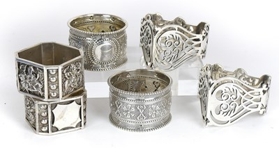 Lot 12 - Three Pairs of Silver Napkin-Rings, including...