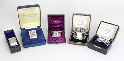 Lot 88 - Five Assorted Cased Silver Napkin-Rings,...