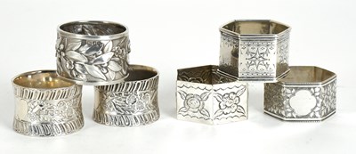 Lot 68 - Six Assorted Silver Napkin-Rings, including a...