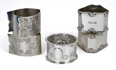 Lot 41 - Five Various Silver Napkin-Rings, including...