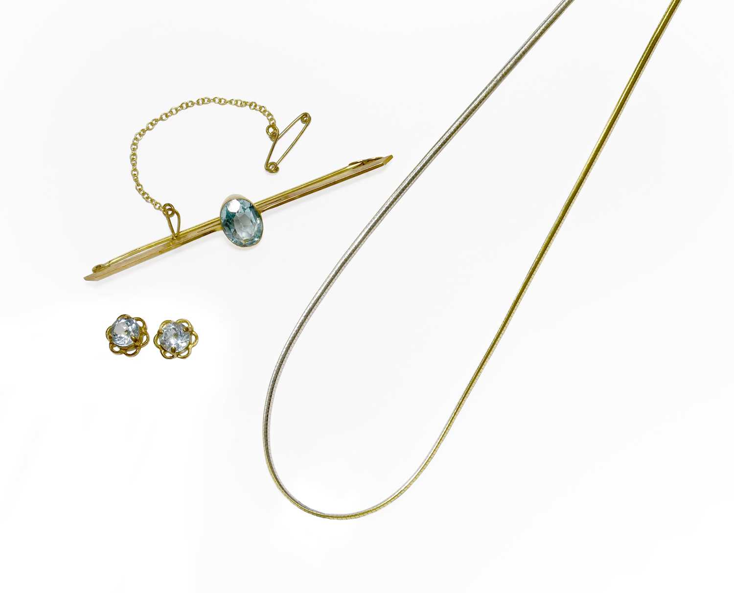 Lot 50 - A Bi-Colour Snake Link Chain, stamped '585',...