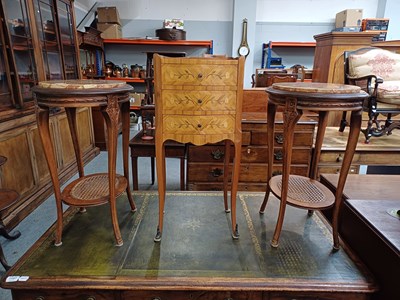 Lot 1196 - A Pair of French Style Marble Top Side Table,...