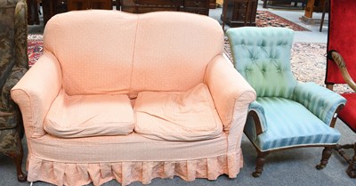 Lot 1211 - A Small Cottage Sofa, together with A Green...