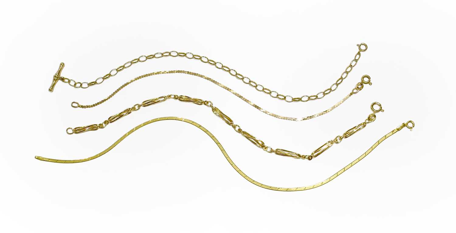 Lot 43 - Four 9 Carat Gold Bracelets, of varying...