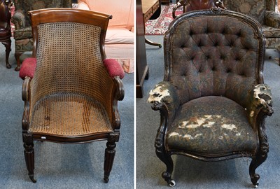 Lot 1214 - A William IV Mahogany Framed Bergere Chair, on...