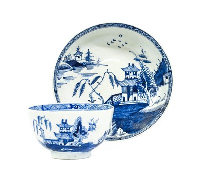 Lot 17 - A Lowestoft Porcelain Teabowl and Saucer,...