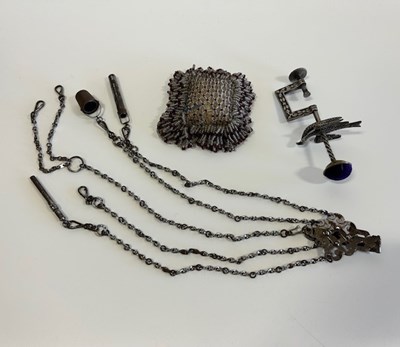 Lot 2139 - Late 19th Century Cut Steel Chatelaine, with a...