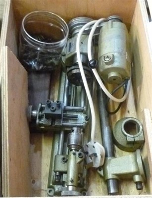 Lot 1074 - A small lathe by Elliott, machine equipment with various collets; Daiwa DC Power supply - model...