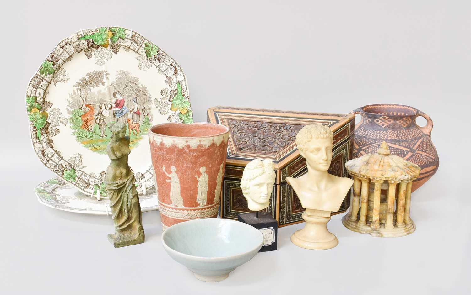 Lot 138 - A Cast Metal Doorstop, a pair of Spode plates,...