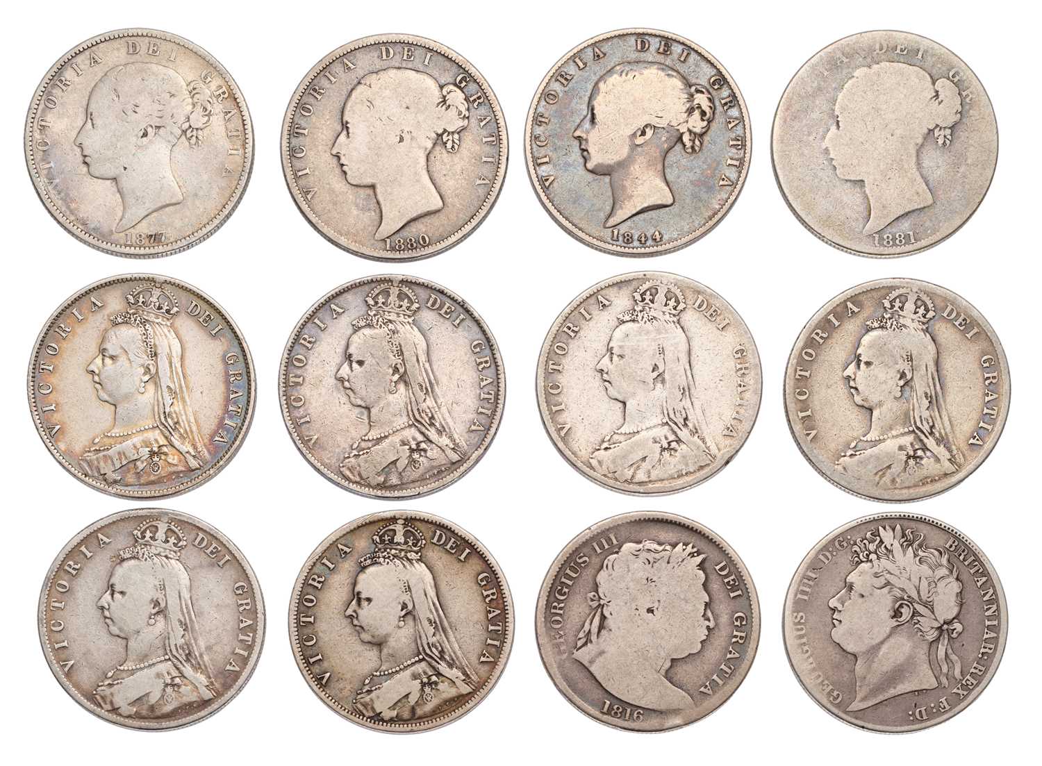 Lot 44 - 12x UK Halfcrowns, including a full run of...