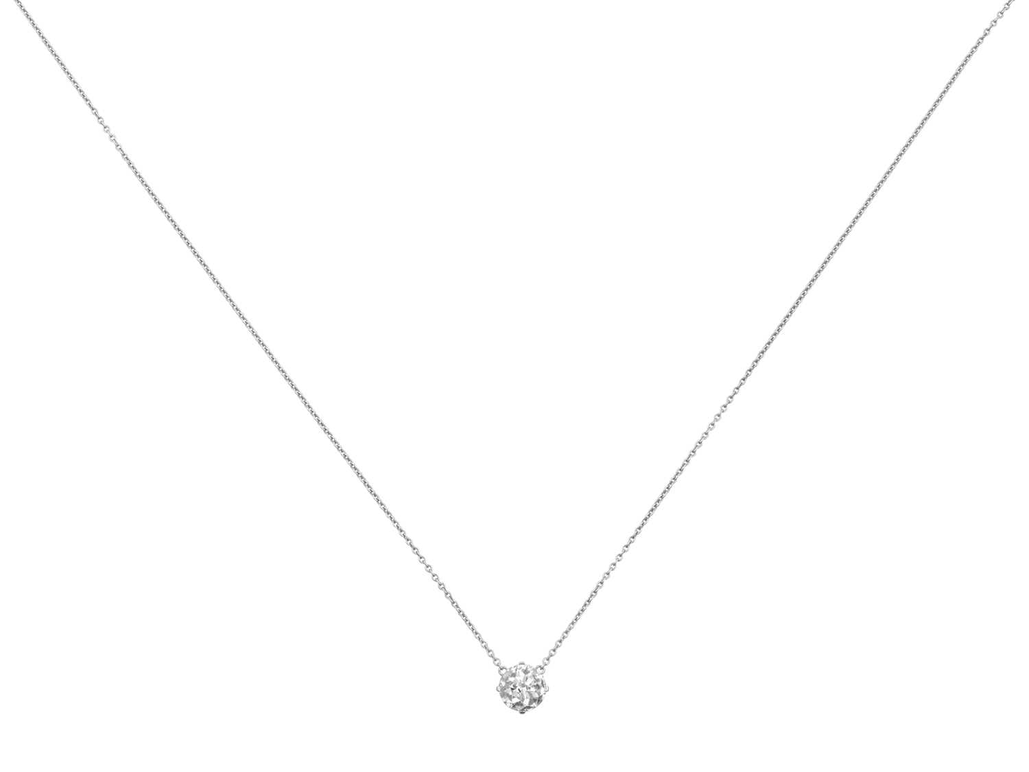 Lot 2221 - A Diamond Solitaire Necklace the round...
