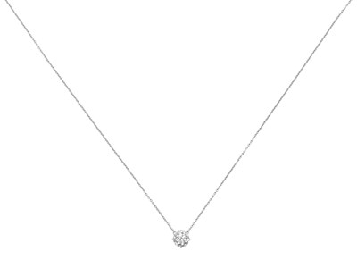 Lot 2221 - A Diamond Solitaire Necklace the round...