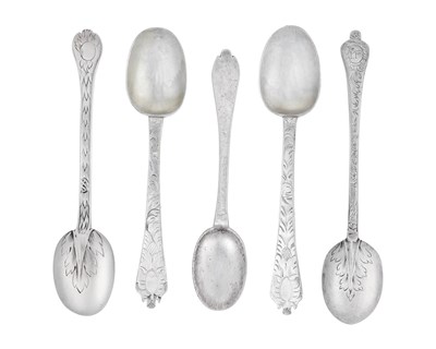 Lot 2049 - Five Various William and Mary Silver Teaspoons