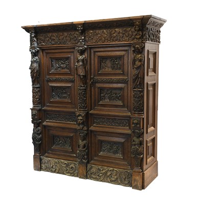 Lot 301 - A Continental Carved Oak Cupboard, late...