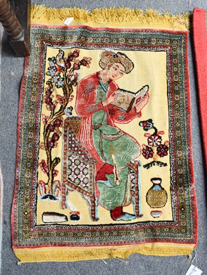 Lot 1198 - Ghom Silk Souf Rug, the mixed technique pale...