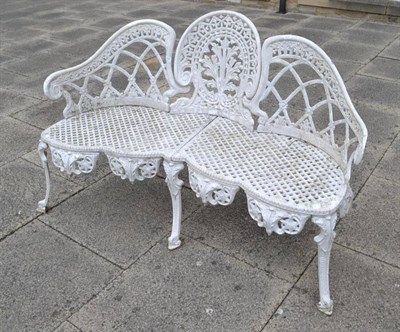 Lot 1124 - A white painted alloy garden bench