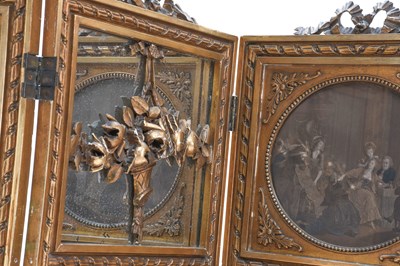 Lot 144 - A French Wood Three-Leaf Dressing Screen,...