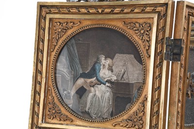 Lot 144 - A French Wood Three-Leaf Dressing Screen,...