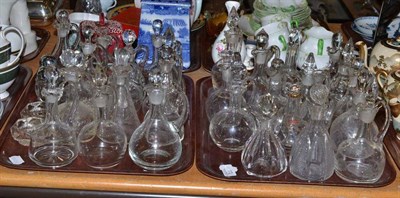 Lot 11 - Two trays of glass vinegar bottles, a salt and pepper and two salts