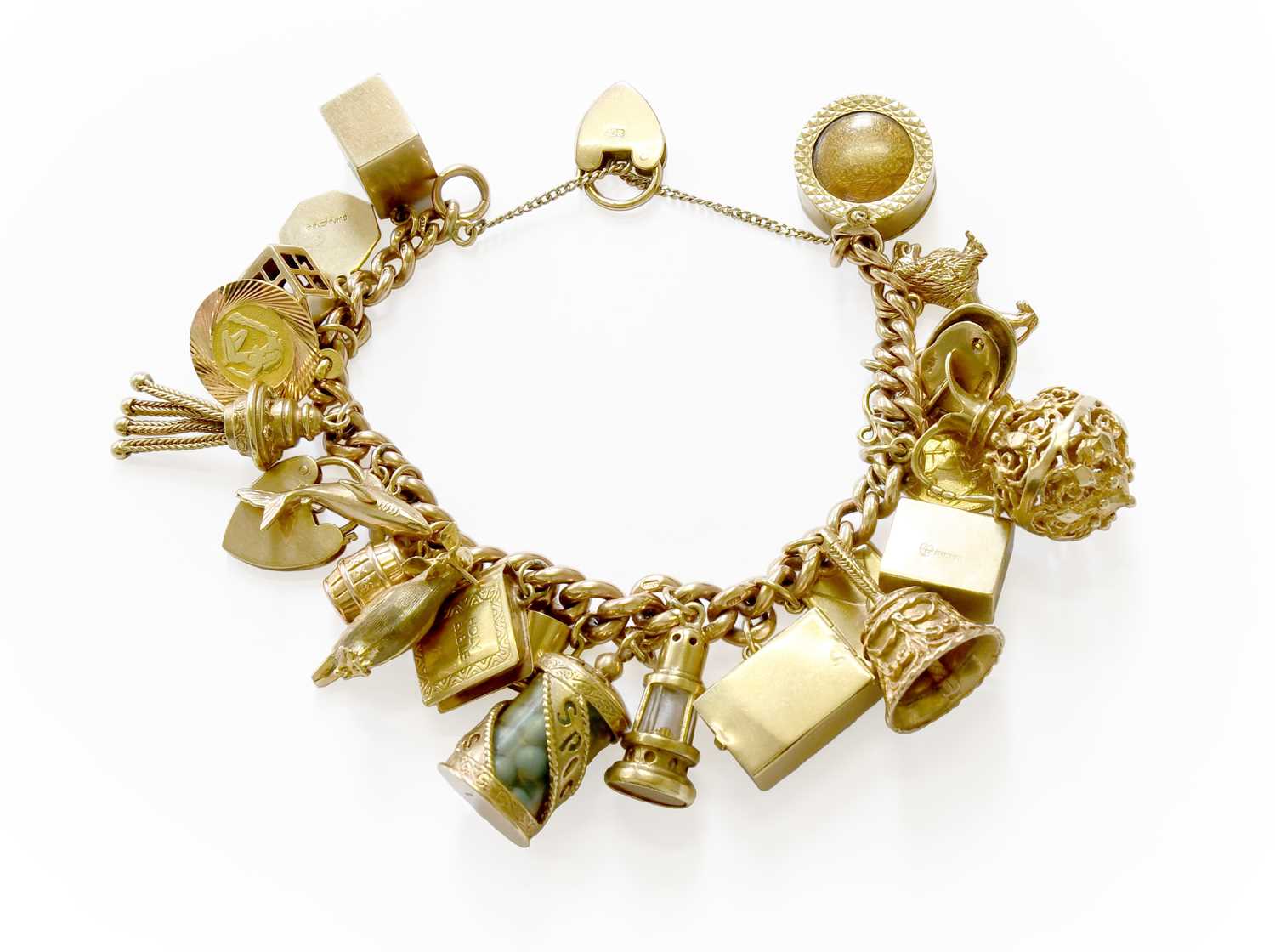 Lot 95 - A Curb Link Bracelet, stamped '9' and '.375',...