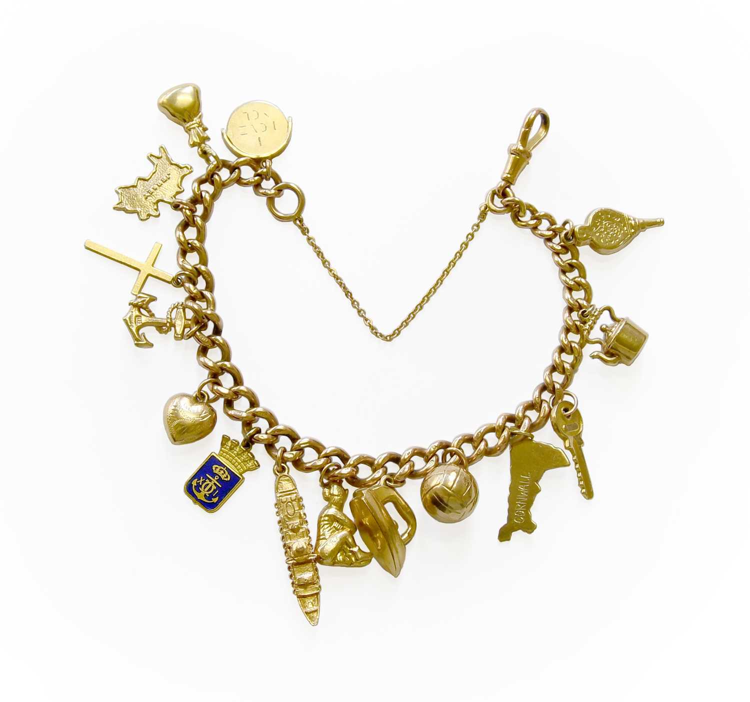 Lot 102 - A Curb Link Bracelet, stamped '9' and '.375',...