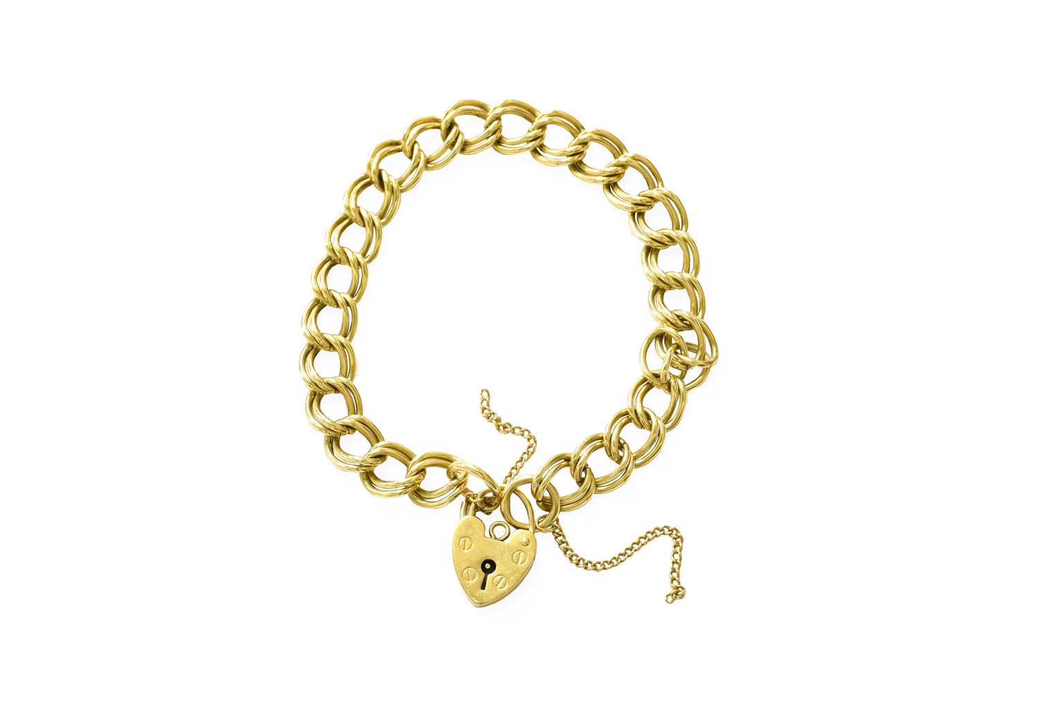 Lot 64 - A 9 Carat Gold Double Curb Link Bracelet, with...