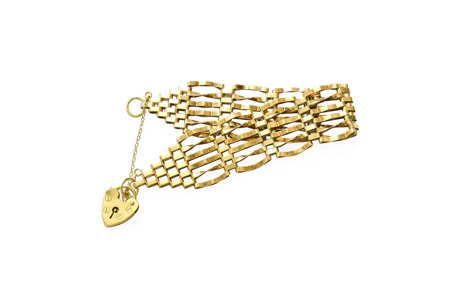 Lot 69 - A 9 Carat Gold Gate Link Bracelet, with a...