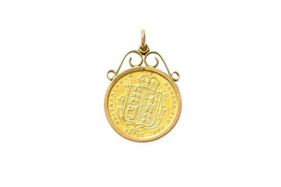 Lot 81 - A Half Sovereign Pendant, dated 1887, in a...
