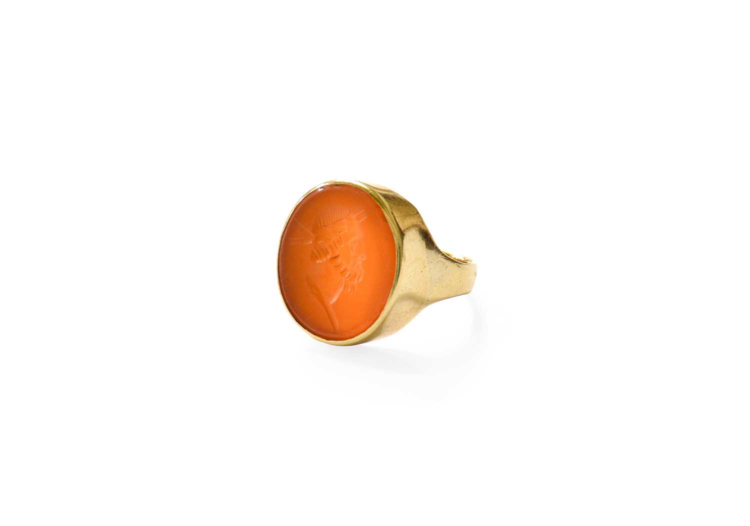 Lot 85 - A Carnelian Intaglio Ring, the oval carnelian...
